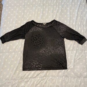 Allen Allen cheetah print top, size large petite, 3/4 sleeve